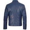 image:imageDecrum Motorcycle Style Cafe Racer Mens Leather Jacket with Zip ClosureBlue