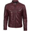 image:imageDecrum Motorcycle Style Cafe Racer Mens Leather Jacket with Zip ClosureBurgundy