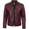 image:imageDecrum Motorcycle Style Cafe Racer Mens Leather Jacket with Zip ClosureBurgundy