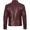 image:imageDecrum Motorcycle Style Cafe Racer Mens Leather Jacket with Zip ClosureBurgundy