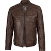 image:imageDecrum Motorcycle Style Cafe Racer Mens Leather Jacket with Zip ClosureCoffee Wax