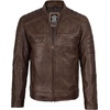 image:imageDecrum Motorcycle Style Cafe Racer Mens Leather Jacket with Zip ClosureCoffee Wax