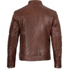 image:imageDecrum Motorcycle Style Cafe Racer Mens Leather Jacket with Zip ClosureCognac Wax