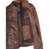 image:imageDecrum Motorcycle Style Cafe Racer Mens Leather Jacket with Zip ClosureCognac Wax