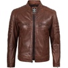 image:imageDecrum Motorcycle Style Cafe Racer Mens Leather Jacket with Zip ClosureCognac Wax