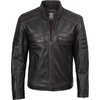 image:imageDecrum Motorcycle Style Cafe Racer Mens Leather Jacket with Zip ClosureDark Brown Ruboff