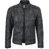 image:imageDecrum Motorcycle Style Cafe Racer Mens Leather Jacket with Zip ClosureDistressed Washed Black New