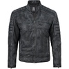 image:imageDecrum Motorcycle Style Cafe Racer Mens Leather Jacket with Zip ClosureDistressed Washed Black New