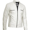 image:imageDecrum Motorcycle Style Cafe Racer Mens Leather Jacket with Zip ClosureOffwhite