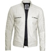 image:imageDecrum Motorcycle Style Cafe Racer Mens Leather Jacket with Zip ClosureOffwhite