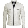 image:imageDecrum Motorcycle Style Cafe Racer Mens Leather Jacket with Zip ClosureOffwhite