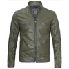 image:imageDecrum Motorcycle Style Cafe Racer Mens Leather Jacket with Zip ClosureOlive Green