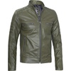 image:imageDecrum Motorcycle Style Cafe Racer Mens Leather Jacket with Zip ClosureOlive Green