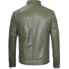 image:imageDecrum Motorcycle Style Cafe Racer Mens Leather Jacket with Zip ClosureOlive Green
