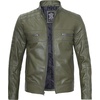 image:imageDecrum Motorcycle Style Cafe Racer Mens Leather Jacket with Zip ClosureOlive Green