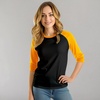 image:imageDecrum Raglan Baseball Shirt Women  Casual Trendy 34 Length Raglan Sleeve Tops for WomenBlack  Yellow Womens Raglan