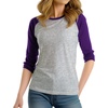 image:imageDecrum Raglan Baseball Shirt Women  Casual Trendy 34 Length Raglan Sleeve Tops for WomenHeather Grey  Purple Womens Raglan