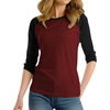 image:imageDecrum Raglan Baseball Shirt Women  Casual Trendy 34 Length Raglan Sleeve Tops for WomenMaroon  Black Raglan