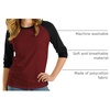 image:imageDecrum Raglan Baseball Shirt Women  Casual Trendy 34 Length Raglan Sleeve Tops for WomenMaroon  Black Raglan