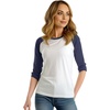 image:imageDecrum Raglan Baseball Shirt Women  Casual Trendy 34 Length Raglan Sleeve Tops for WomenWhite  Denim Blue Womens Raglan