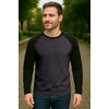 image:imageDecrum Raglan Shirt Men  Crew Neck Baseball Long Sleeve Tee ShirtsCharcoal Grey Black