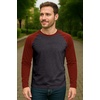 image:imageDecrum Raglan Shirt Men  Crew Neck Baseball Long Sleeve Tee ShirtsCharcoal Grey Maroon