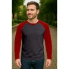 image:imageDecrum Raglan Shirt Men  Crew Neck Baseball Long Sleeve Tee ShirtsCharcoal Grey Red