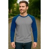 image:imageDecrum Raglan Shirt Men  Crew Neck Baseball Long Sleeve Tee ShirtsHeather Grey Denim Blue