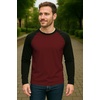 image:imageDecrum Raglan Shirt Men  Crew Neck Baseball Long Sleeve Tee ShirtsMaroon Black