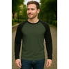 image:imageDecrum Raglan Shirt Men  Crew Neck Baseball Long Sleeve Tee ShirtsMilitary Green Black