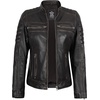 image:imageDecrum Real Lambskin Cafe Racer Leather Jackets For Women Biker StyleDark Brown Ruboff