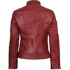 image:imageDecrum Real Lambskin Cafe Racer Leather Jackets For Women Biker StyleRed Wax