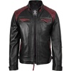 image:imageDecrum Real Lambskin Cafe Racer Leather Jackets for Men Motorcycle StyleBlack and Maroon