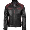 image:imageDecrum Real Lambskin Cafe Racer Leather Jackets for Men Motorcycle StyleBlack and Maroon