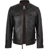 image:imageDecrum Real Lambskin Cafe Racer Leather Jackets for Men Motorcycle StyleDark Brown Ruboff