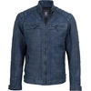 image:imageDecrum Real Lambskin Cafe Racer Leather Jackets for Men Motorcycle StyleWash Blue
