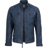 image:imageDecrum Real Lambskin Cafe Racer Leather Jackets for Men Motorcycle StyleWash Blue