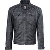 image:imageDecrum Real Lambskin Cafe Racer Leather Jackets for Men Motorcycle StyleWashed Distressed Black