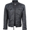 image:imageDecrum Real Lambskin Cafe Racer Leather Jackets for Men Motorcycle StyleWashed Distressed Black