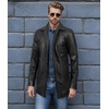 image:imageDecrum Real Lambskin Leather Car Coat Mid Length Long Jackets For MenBlack