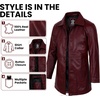 image:imageDecrum Real Lambskin Leather Car Coat Mid Length Long Jackets For MenBurgundy New