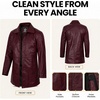 image:imageDecrum Real Lambskin Leather Car Coat Mid Length Long Jackets For MenBurgundy New