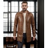 image:imageDecrum Real Lambskin Leather Car Coat Mid Length Long Jackets For MenCamel