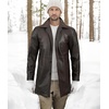 image:imageDecrum Real Lambskin Leather Car Coat Mid Length Long Jackets For MenDistressed Brown