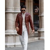 image:imageDecrum Real Lambskin Leather Car Coat Mid Length Long Jackets For MenTan