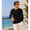 image:imageDecrum Ringer Shirts Men  Crew Neck Stripe Long Sleeves Tee ShirtsBlack  2 Stripes Long Sleeve