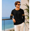 image:imageDecrum Ringer Shirts Men  Crew Neck Stripe Long Sleeves Tee ShirtsBlack  Yellow 2 Stripes Long Sleeve