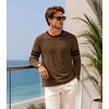 image:imageDecrum Ringer Shirts Men  Crew Neck Stripe Long Sleeves Tee ShirtsBrown  2 Stripes Long Sleeve