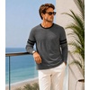 image:imageDecrum Ringer Shirts Men  Crew Neck Stripe Long Sleeves Tee ShirtsCharcoal  2 Stripes Long Sleeve