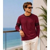 image:imageDecrum Ringer Shirts Men  Crew Neck Stripe Long Sleeves Tee ShirtsMaroon  2 Stripes Long Sleeve